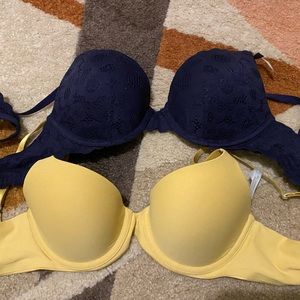 Two Aerie Bras Yellow and Blue, Size 32C